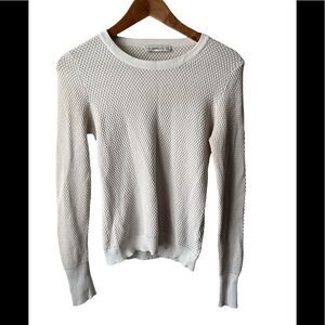 𝅺ZARA white/cream scoop neck long sleeve textured sweater